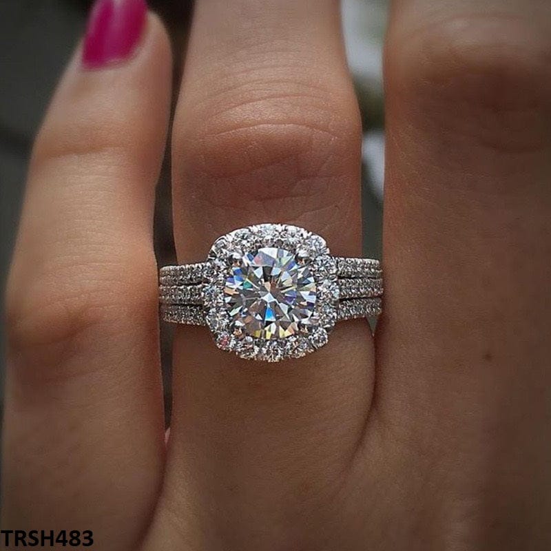 Silver Square Stone Ring