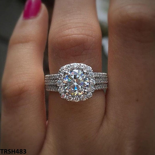 Silver Square Stone Ring