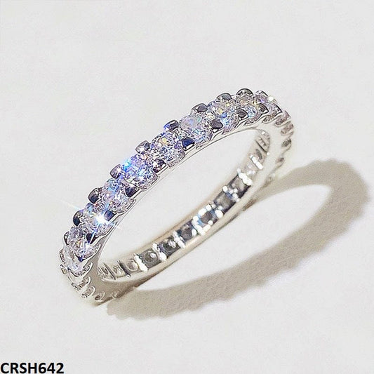 Round Stone Band Ring – Silver
