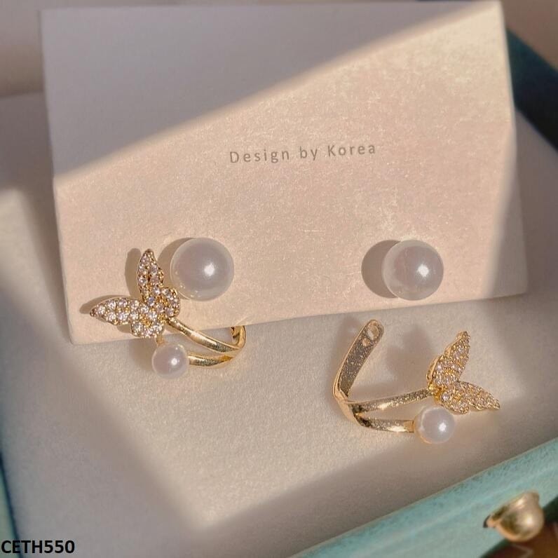 Butterfly Pearl Stud Earrings