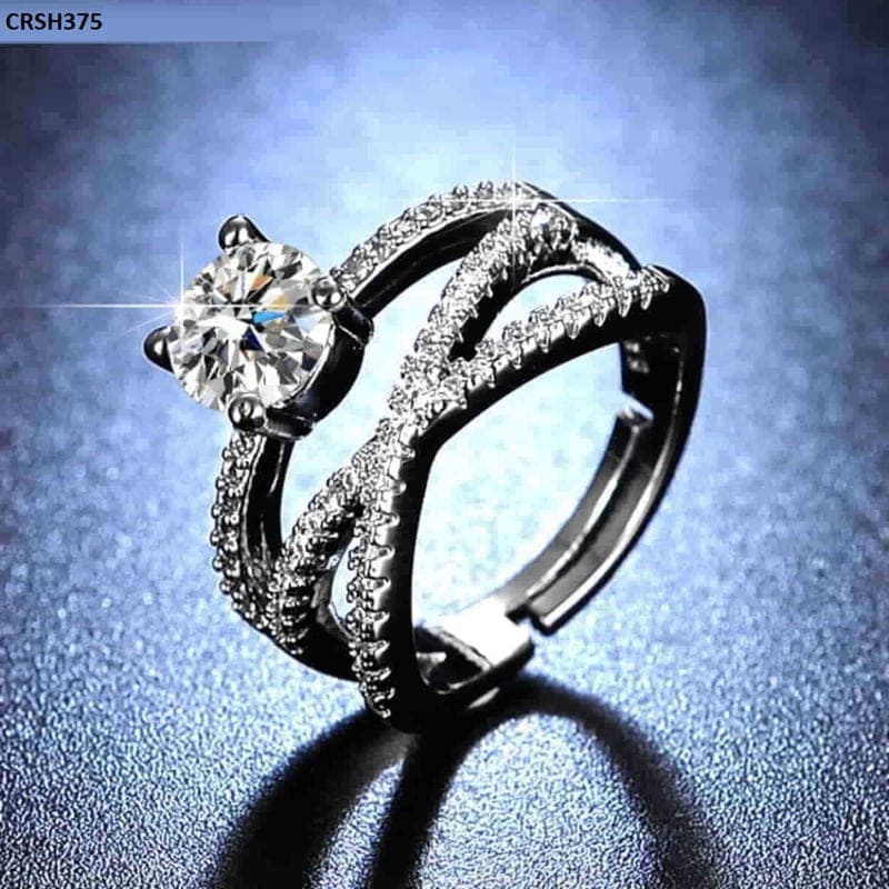 Triple Layer Silver Stone Ring