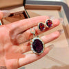 Oval Halo Zircon Pendant Set