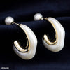 Curved Pearl Hoop Earring