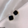 Black Square Crystal Stud Earrings