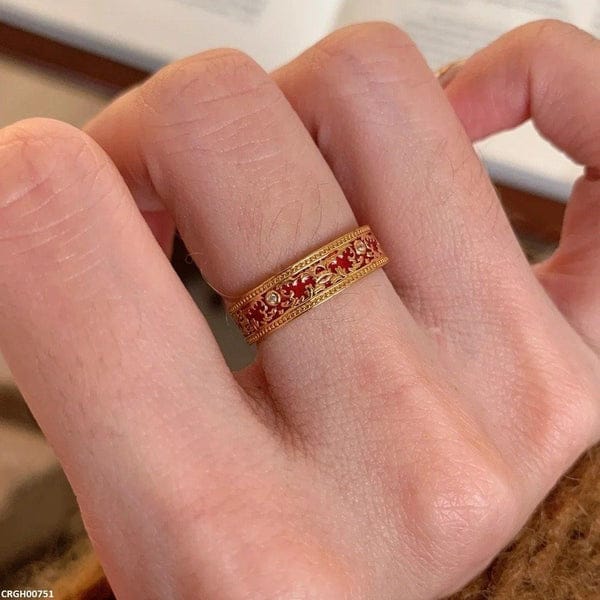 Crimson Blossom Zircon Ring