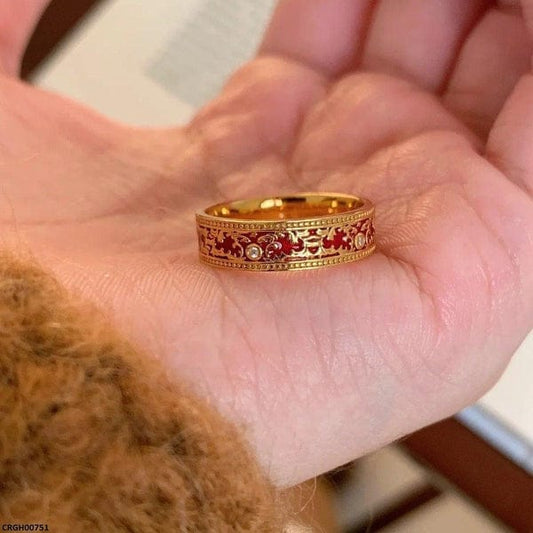 Crimson Blossom Zircon Ring