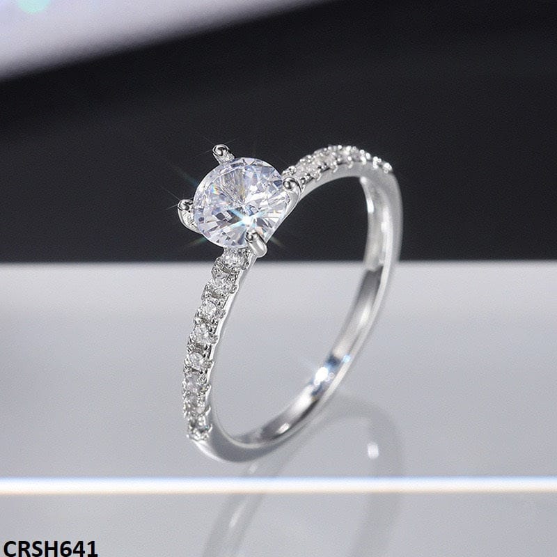 Silver Round Stone Ring