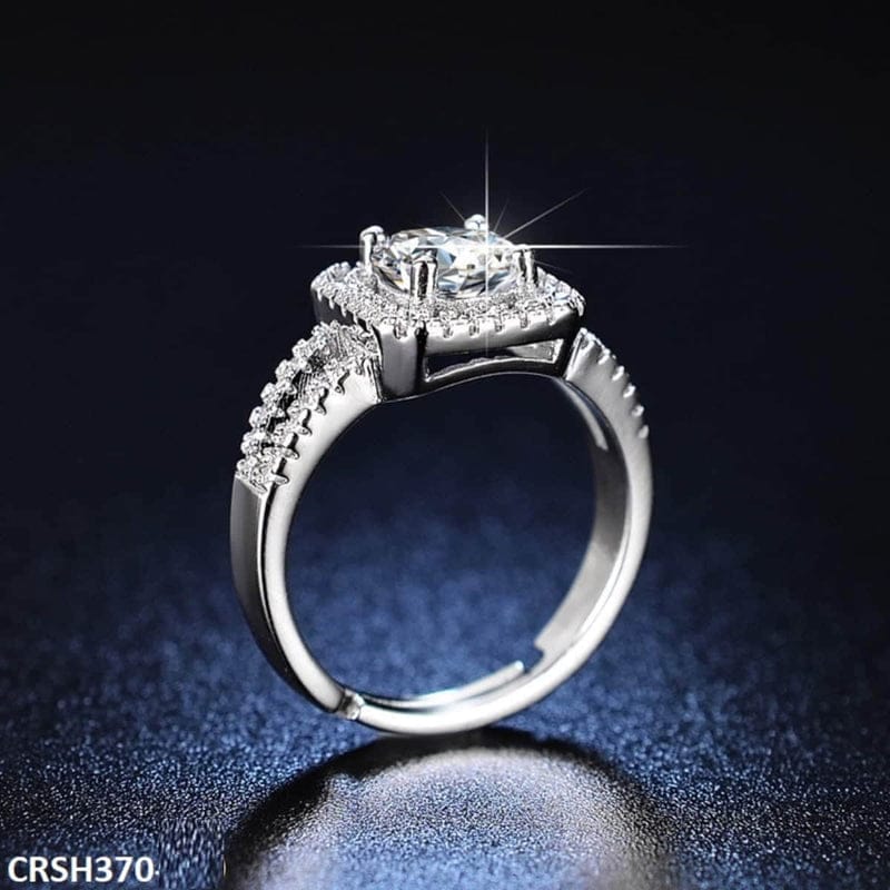 Silver Square Zircon Ring
