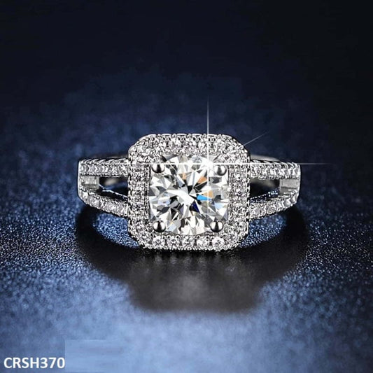 Silver Square Zircon Ring