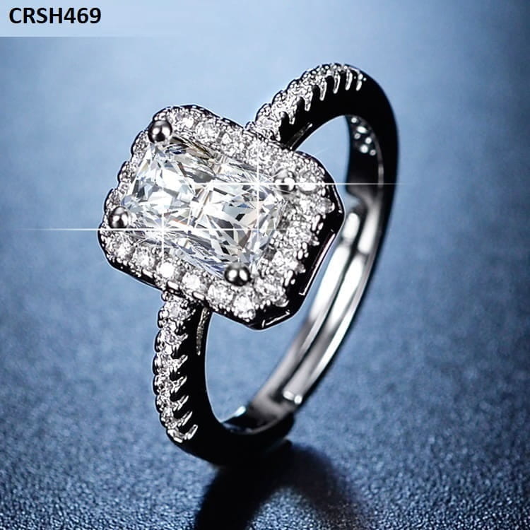 Silver Cut Stone Ring
