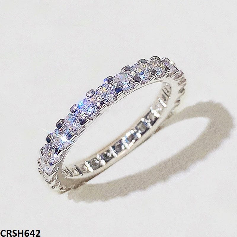 Round Stone Band Ring – Silver