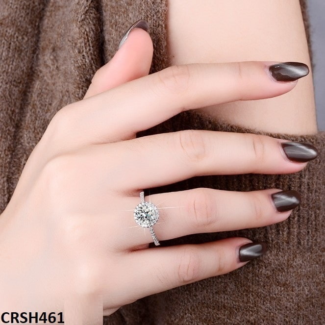 Silver Halo Stone Ring