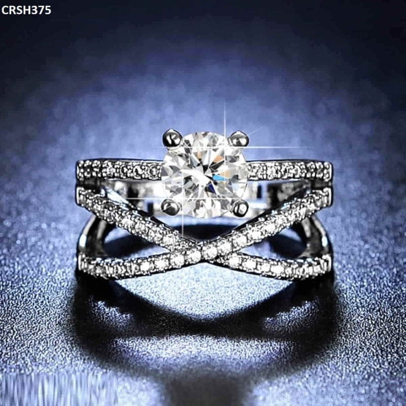 Triple Layer Silver Stone Ring
