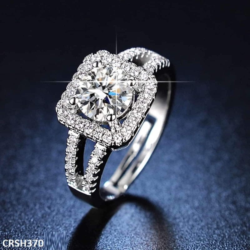 Silver Square Zircon Ring