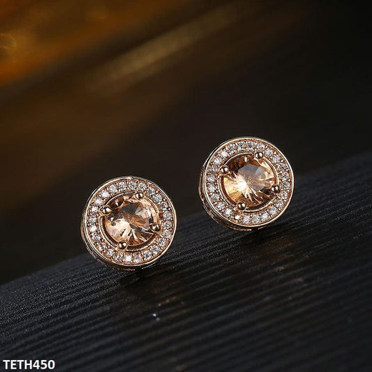 Round Zircon Stud Earrings