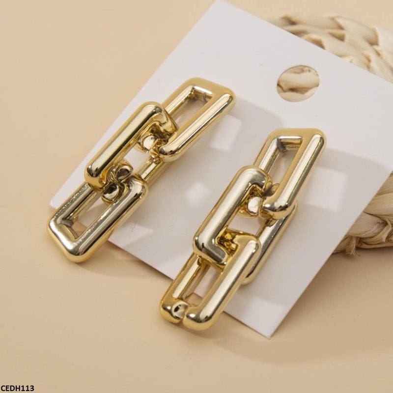 Gold Chain Link Drop Earrings