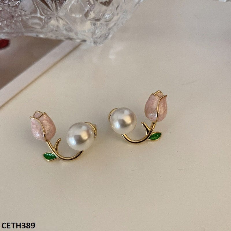 Pearl Flower Stud Earrings