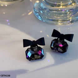 Bow Cushion Crystal Stud Earrings