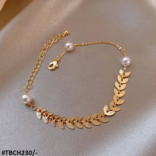 Golden Leaf & Pearl Bracelet