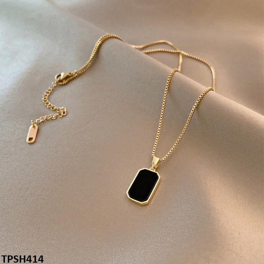 Black Rectangle Pendant Necklace