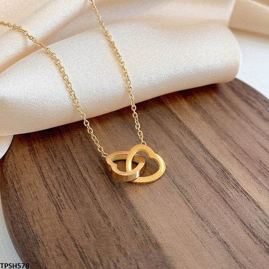 Double Heart Pendant Necklace