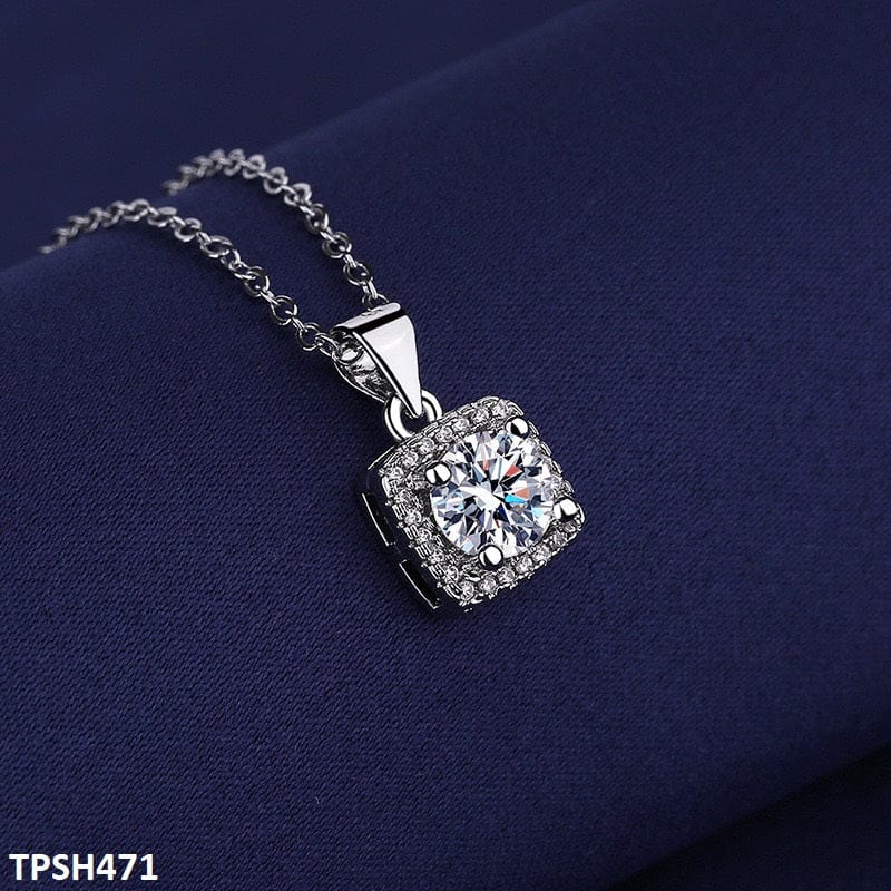 Silver Zircon Pendant Necklace