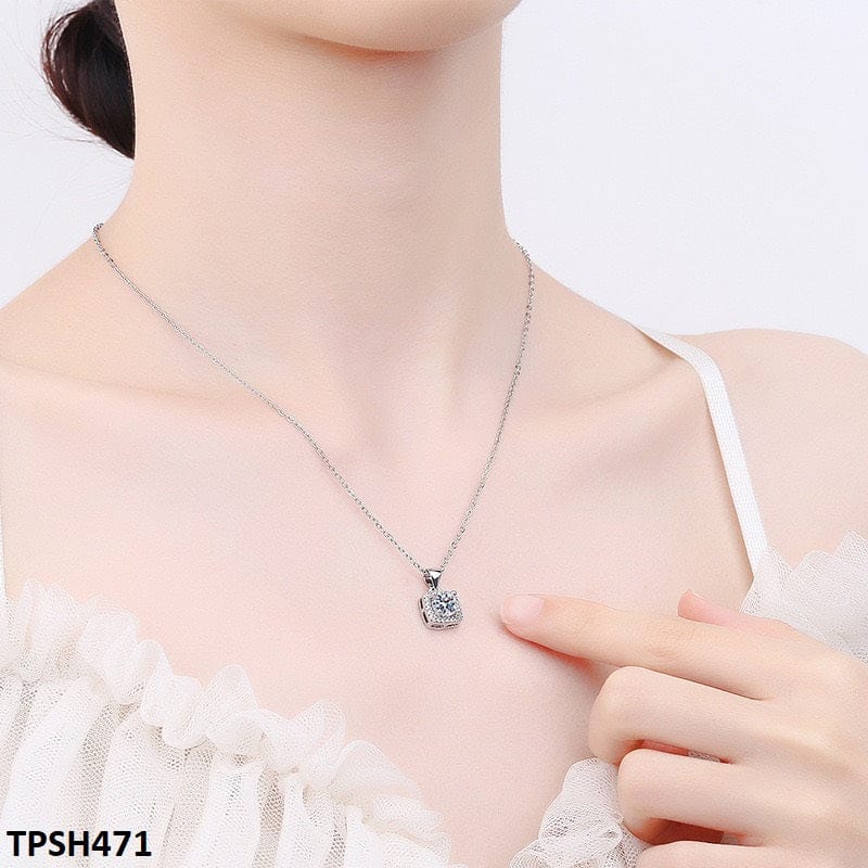 Silver Zircon Pendant Necklace