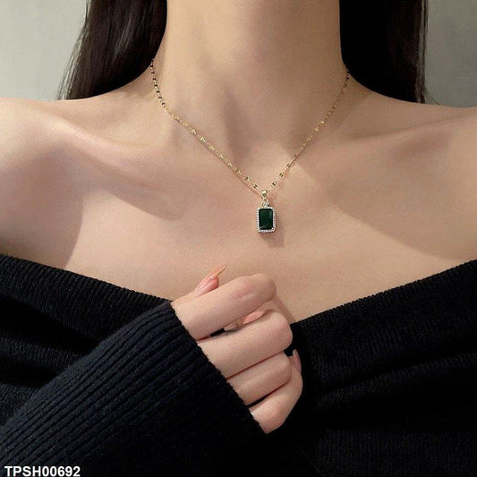 Emerald Square Pendant Necklace