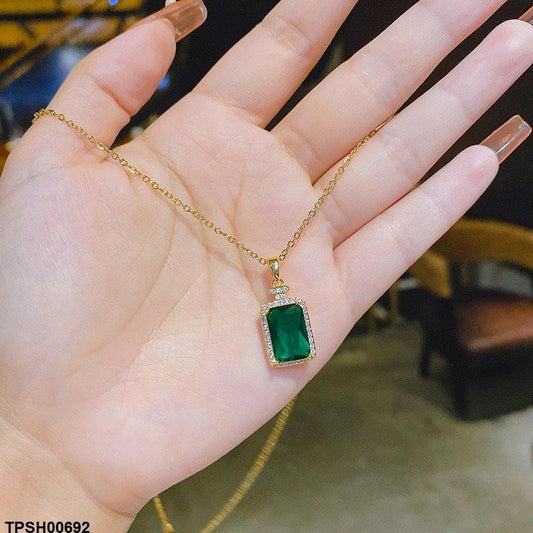 Emerald Square Pendant Necklace