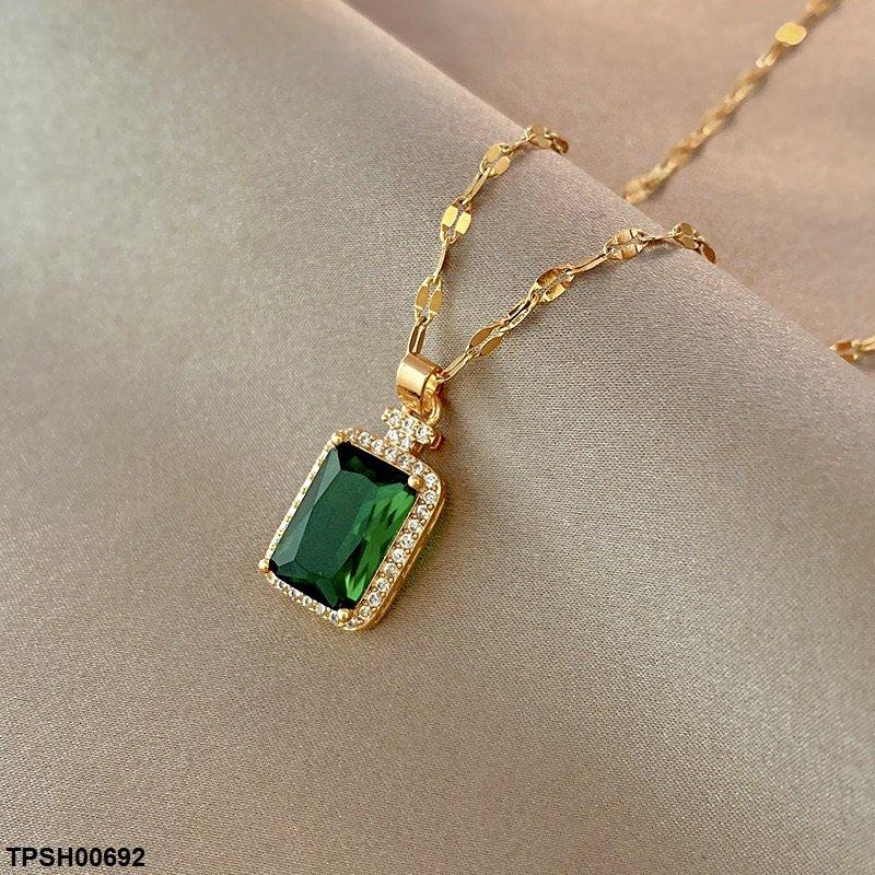 Emerald Square Pendant Necklace