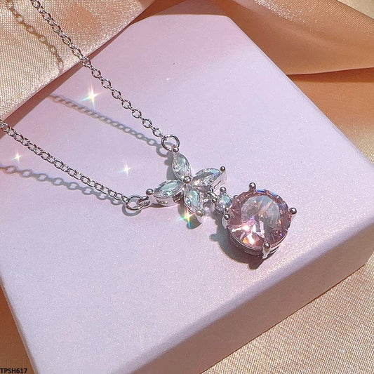 Pink Drop Zircon Pendant Set