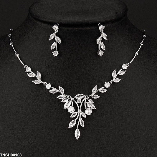 Leaf Zircon Necklace Set
