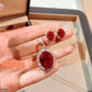 Oval Halo Zircon Pendant Set
