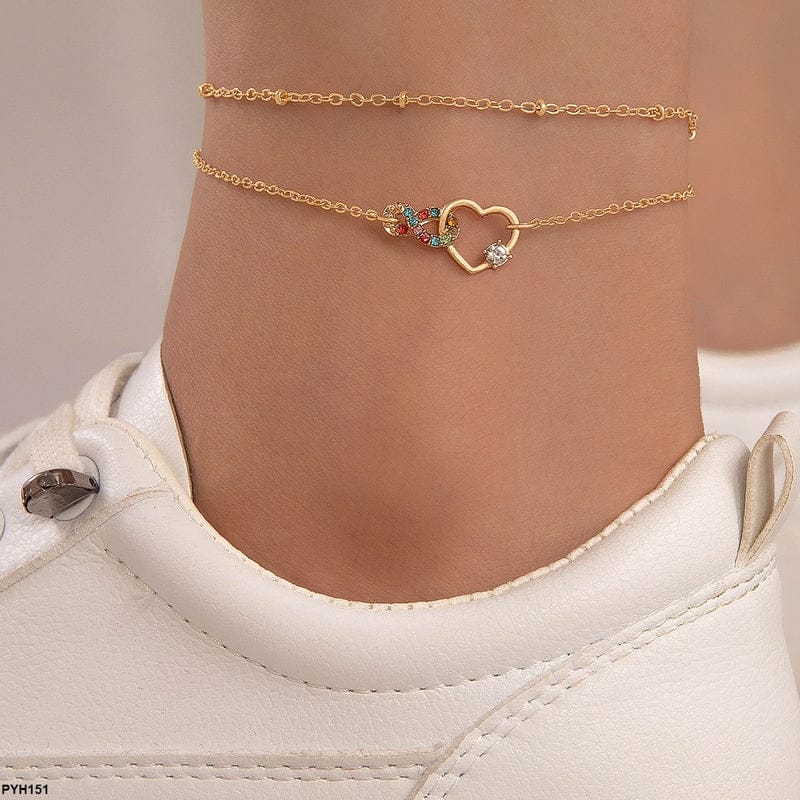 Golden Heart Charm Anklet