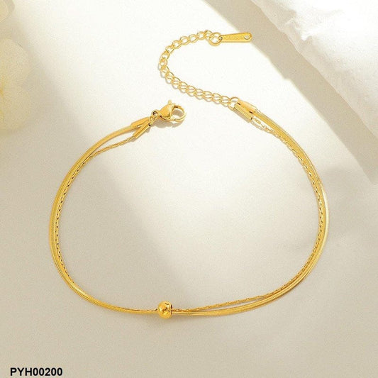 Gold Double Chain Ball Anklet