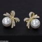 Bow Pearl Stud Earrings