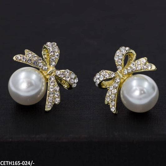 Bow Pearl Stud Earrings