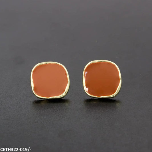 Enamel Square Stud Earrings