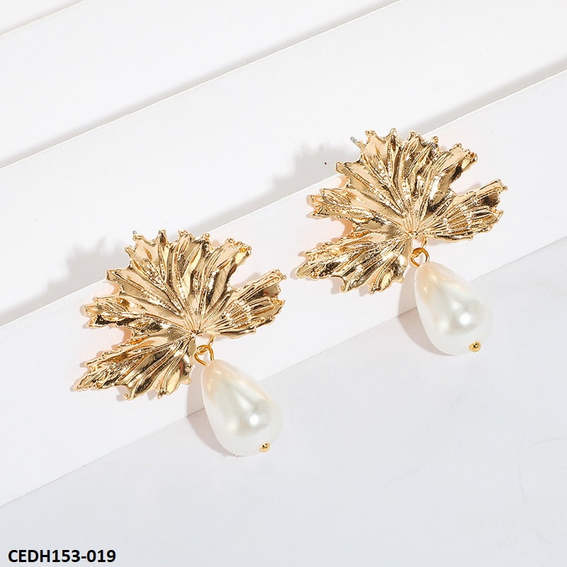 Leaf Pearl Drop Earrings