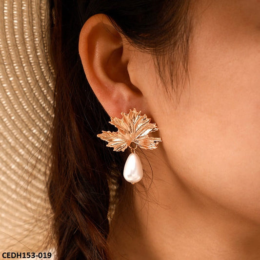 Leaf Pearl Drop Earrings