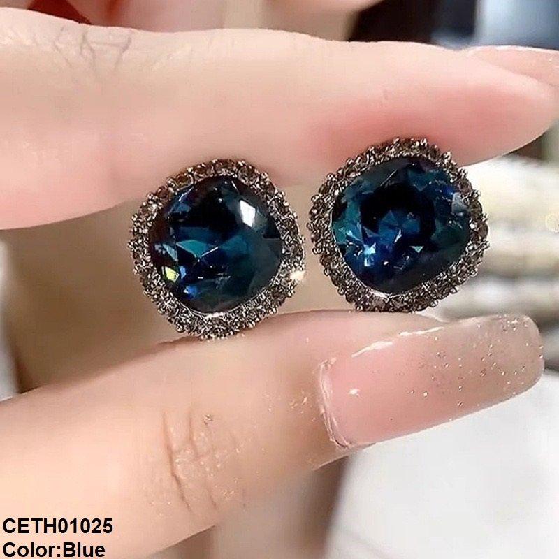 Royal Blue Cushion Crystal Stud