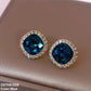 Royal Blue Cushion Crystal Stud