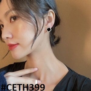 Black Square Crystal Stud Earrings