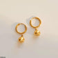 Gold Ball Drop Hoop Earrings