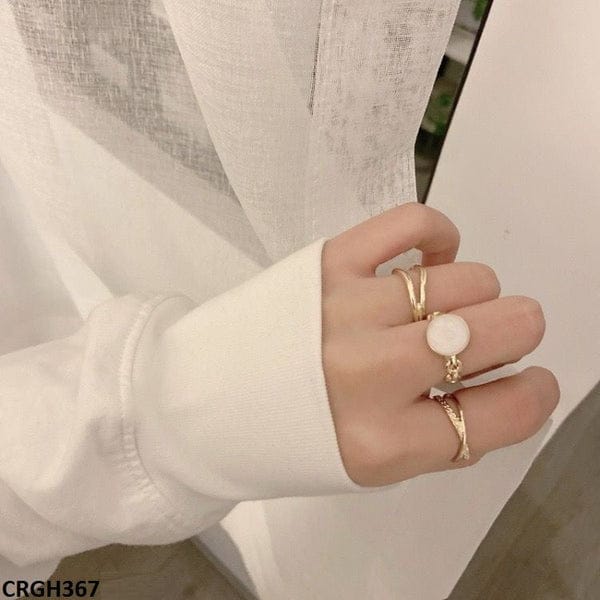 Luna Pearl 3-Piece Ring Set