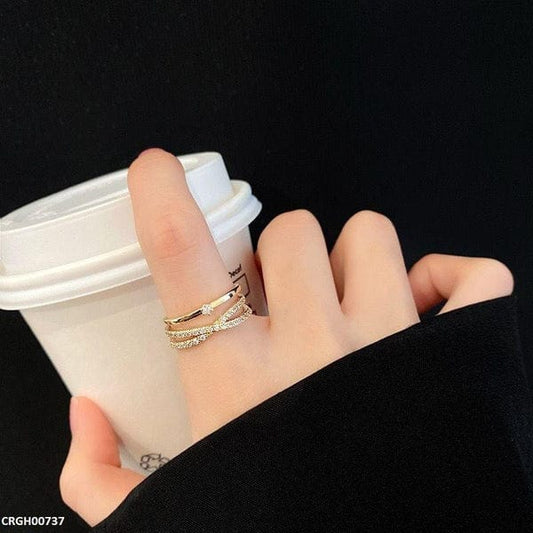 Crystal Cross Adjustable Ring